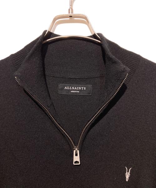 ALL SAINTS（オールセインツ）ALL SAINTS (オールセインツ) Kilburn Zip Funnel Neck Ramskull Sweater ブラック サイズ:Mの古着・服飾アイテム
