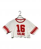 CELINEセリーヌ）の古着「クロップドTシャツ」｜ホワイト×レッド