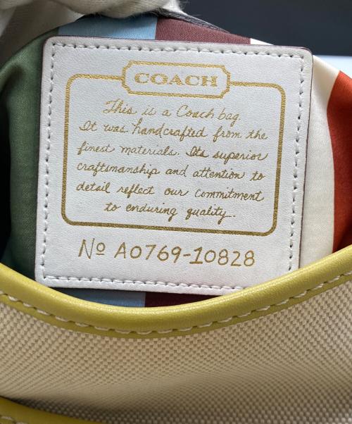 COACH（コーチ）COACH (コーチ) 65th ターンロック ショルダーバッグ アイボリー×グリーンの古着・服飾アイテム