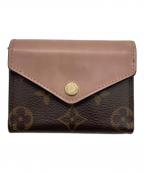 LOUIS VUITTONルイ ヴィトン）の古着「ポルトフォイユ ゾエ モノグラム ローズバレリーヌ 三つ折り財布」｜ブラウン×ピンク