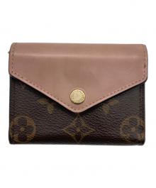 LOUIS VUITTON（ルイ ヴィトン）の古着「ポルトフォイユ ゾエ モノグラム ローズバレリーヌ 三つ折り財布」｜ブラウン×ピンク