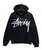 stussyステューシー）の古着「ビッグロゴパーカー」｜ブラック