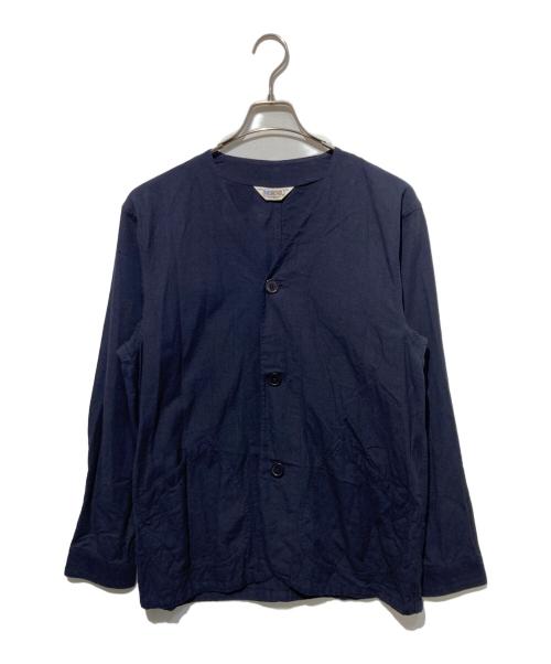 FIVE BROTHER（ファイブブラザー）FIVE BROTHER (ファイブブラザー) リネンブレンドノーカラージャケット ネイビー サイズ:Freeの古着・服飾アイテム