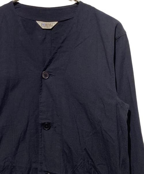 FIVE BROTHER（ファイブブラザー）FIVE BROTHER (ファイブブラザー) リネンブレンドノーカラージャケット ネイビー サイズ:Freeの古着・服飾アイテム