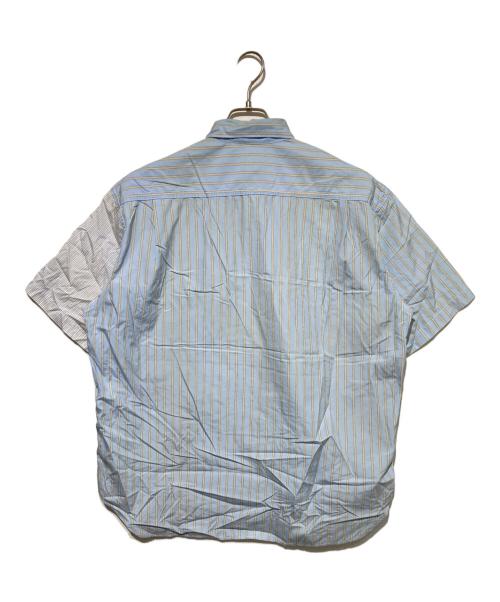 COMME des GARCONS HOMME（コムデギャルソン オム）COMME des GARCONS HOMME (コムデギャルソン オム) カモ柄切替半袖ストライプシャツ ブルー サイズ:XSの古着・服飾アイテム