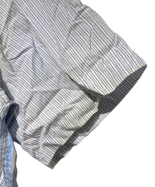 COMME des GARCONS HOMME（コムデギャルソン オム）COMME des GARCONS HOMME (コムデギャルソン オム) カモ柄切替半袖ストライプシャツ ブルー サイズ:XSの古着・服飾アイテム