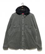 SUPREMEシュプリーム）の古着「Houndstooth Flannel Hooded Shirt」｜グレー