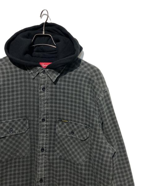 SUPREME（シュプリーム）Supreme (シュプリーム) Houndstooth Flannel Hooded Shirt グレー サイズ:Lの古着・服飾アイテム
