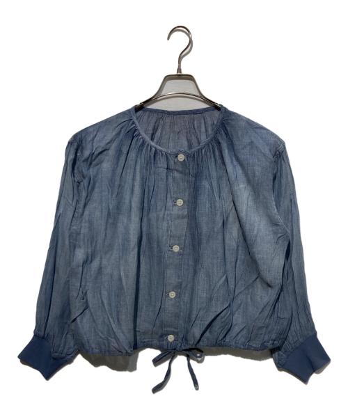 boutique ordinary（ブティークオーディナリー）Boutique Ordinary (ブティークオーディナリー) デニムギャザーシャツ ブラウス ブルー サイズ:FREEの古着・服飾アイテム