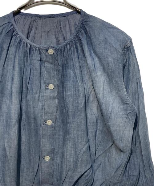 boutique ordinary（ブティークオーディナリー）Boutique Ordinary (ブティークオーディナリー) デニムギャザーシャツ ブラウス ブルー サイズ:FREEの古着・服飾アイテム