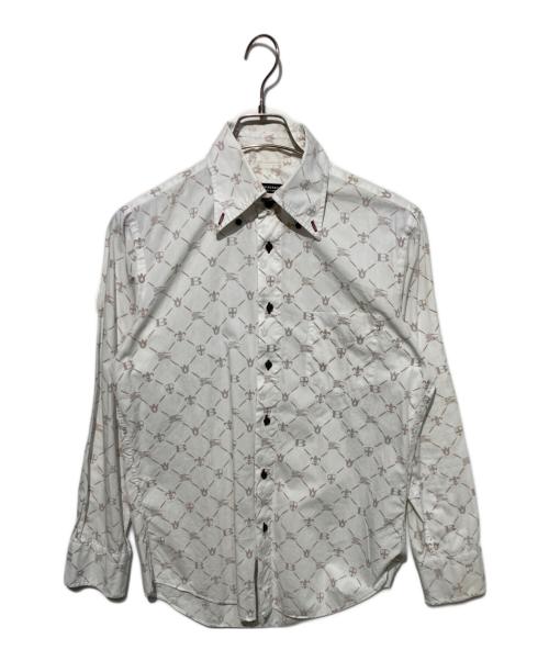 BURBERRY BLACK LABEL（バーバリーブラックレーベル）BURBERRY BLACK LABEL (バーバリーブラックレーベル) モノグラムボタンダウンシャツ ホワイト サイズ:2の古着・服飾アイテム