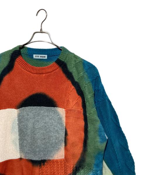 TTT MSW（ティー）TTT MSW (ティー) Crazy pattern knit ブルー×グリーン サイズ:Lの古着・服飾アイテム