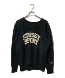 Champion REVERSE WEAVE×stussy（チャンピオン リバース ウィーブ×ステューシー）の古着「REVERSE WEAVE ARC LOGO SWEAT」｜ブラック