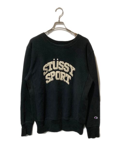 Champion REVERSE WEAVE（チャンピオン リバース ウィーブ）Champion REVERSE WEAVE (チャンピオン リバース ウィーブ) stussy (ステューシー) REVERSE WEAVE ARC LOGO SWEAT ブラック サイズ:Mの古着・服飾アイテム