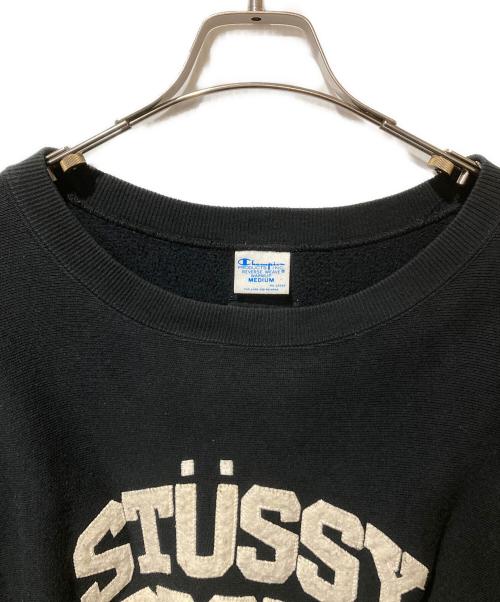 Champion REVERSE WEAVE（チャンピオン リバース ウィーブ）Champion REVERSE WEAVE (チャンピオン リバース ウィーブ) stussy (ステューシー) REVERSE WEAVE ARC LOGO SWEAT ブラック サイズ:Mの古着・服飾アイテム