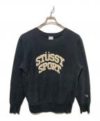 Champion REVERSE WEAVE×stussyチャンピオン リバース ウィーブ×ステューシー）の古着「REVERSE WEAVE ARC LOGO SWEAT」｜ブラック