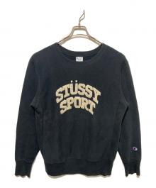 Champion REVERSE WEAVE×stussy（チャンピオン リバース ウィーブ×ステューシー）の古着「REVERSE WEAVE ARC LOGO SWEAT」｜ブラック