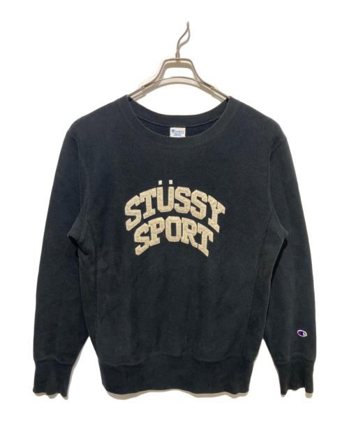Champion REVERSE WEAVE（チャンピオン リバース ウィーブ）Champion REVERSE WEAVE (チャンピオン リバース ウィーブ) stussy (ステューシー) REVERSE WEAVE ARC LOGO SWEAT ブラック サイズ:Mの古着・服飾アイテム