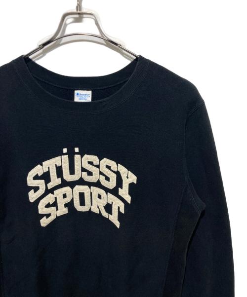 Champion REVERSE WEAVE（チャンピオン リバース ウィーブ）Champion REVERSE WEAVE (チャンピオン リバース ウィーブ) stussy (ステューシー) REVERSE WEAVE ARC LOGO SWEAT ブラック サイズ:Mの古着・服飾アイテム