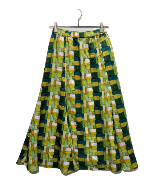 HERALBONY（ヘラルボニー）HERALBONY (ヘラルボニー) サテンスカート「緑の風景」 グリーン サイズ:Fの古着・服飾アイテム