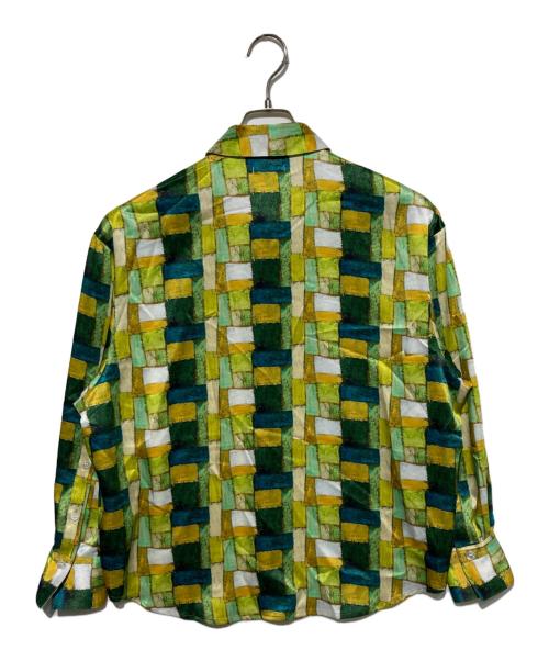 HERALBONY（ヘラルボニー）HERALBONY (ヘラルボニー) サテンシャツブラウス「緑の風景」 グリーン サイズ:Fの古着・服飾アイテム