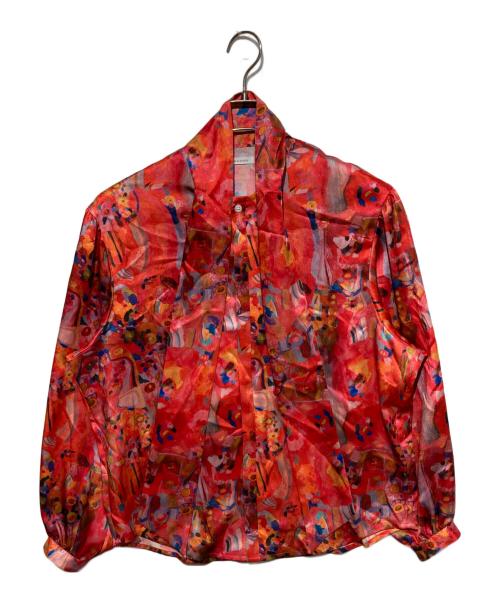 HERALBONY（ヘラルボニー）HERALBONY (ヘラルボニー) サテンボウタイブラウス「りんごのブーケ」 レッド サイズ:Fの古着・服飾アイテム