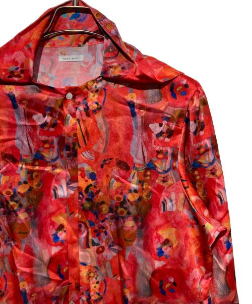 HERALBONY（ヘラルボニー）HERALBONY (ヘラルボニー) サテンボウタイブラウス「りんごのブーケ」 レッド サイズ:Fの古着・服飾アイテム