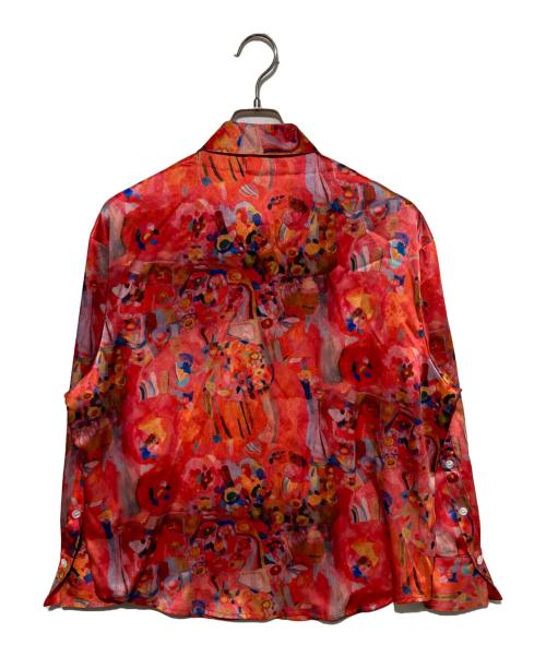 HERALBONY（ヘラルボニー）HERALBONY (ヘラルボニー) サテンシャツブラウス「りんごのブーケ」 レッド サイズ:Fの古着・服飾アイテム