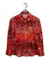 HERALBONY（ヘラルボニー）の古着「サテンシャツブラウス「りんごのブーケ」」｜レッド