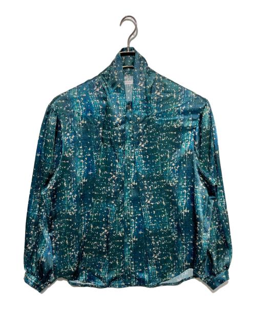 HERALBONY（ヘラルボニー）HERALBONY (ヘラルボニー) サテンボウタイブラウス「こもれび」 グリーン サイズ:Fの古着・服飾アイテム