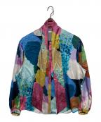 HERALBONYヘラルボニー）の古着「ボウタイブラウス 「How are you guys?」」｜ブルー