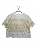 HERALBONYヘラルボニー）の古着「アートボーダーチュニックTシャツ「kin-mm2024」」｜ホワイト