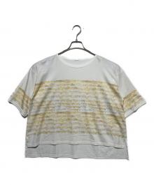HERALBONY（ヘラルボニー）の古着「アートボーダーチュニックTシャツ「kin-mm2024」」｜ホワイト