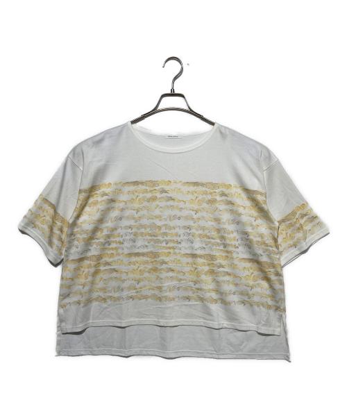 HERALBONY（ヘラルボニー）HERALBONY (ヘラルボニー) アートボーダーチュニックTシャツ「kin-mm2024」 ホワイト サイズ:Freeの古着・服飾アイテム