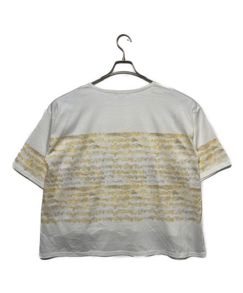 HERALBONY（ヘラルボニー）HERALBONY (ヘラルボニー) アートボーダーチュニックTシャツ「kin-mm2024」 ホワイト サイズ:Freeの古着・服飾アイテム