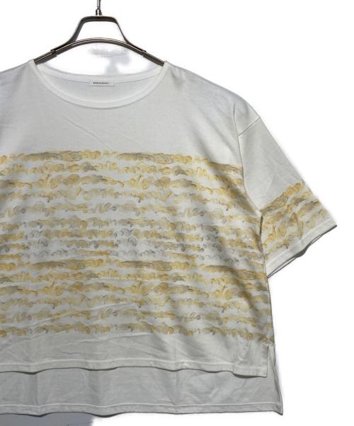 HERALBONY（ヘラルボニー）HERALBONY (ヘラルボニー) アートボーダーチュニックTシャツ「kin-mm2024」 ホワイト サイズ:Freeの古着・服飾アイテム