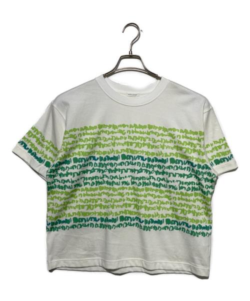 HERALBONY（ヘラルボニー）HERALBONY (ヘラルボニー) アートボーダーTシャツ「green brush-mm2025」 ホワイト サイズ:Mの古着・服飾アイテム