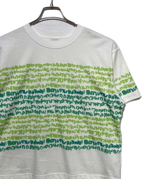 HERALBONY（ヘラルボニー）HERALBONY (ヘラルボニー) アートボーダーTシャツ「green brush-mm2025」 ホワイト サイズ:Mの古着・服飾アイテム