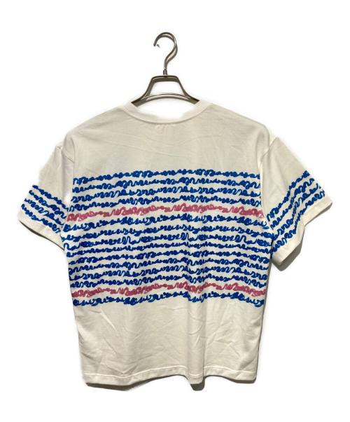 HERALBONY（ヘラルボニー）HERALBONY (ヘラルボニー) アートボーダーTシャツ「blue brush-mm2025」 ホワイト サイズ:freeの古着・服飾アイテム