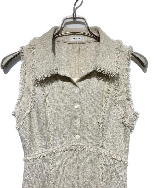 FRAY ID（フレイ アイディー）FRAY ID (フレイ アイディー) フリンジデザインツイードポロワンピース ベージュ サイズ:1の古着・服飾アイテム