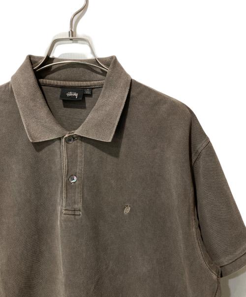 stussy（ステューシー）stussy (ステューシー) PIGMENT DYED PIQUE POLO ブラウン サイズ:Mの古着・服飾アイテム