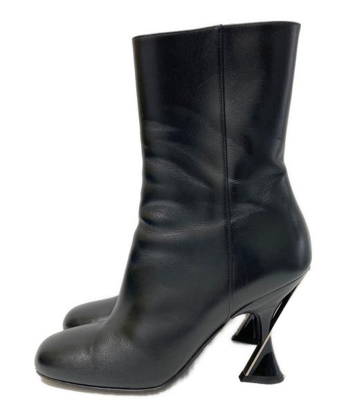 GUCCI（グッチ）GUCCI (グッチ) メタルヒールサイドジップブーツ ブラック サイズ:37 1/2の古着・服飾アイテム