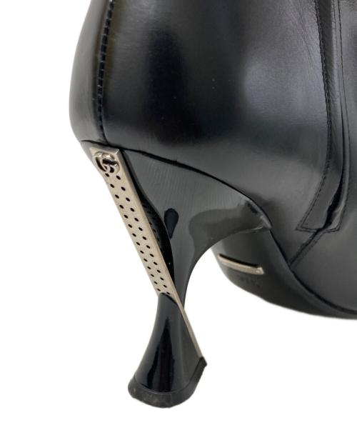 GUCCI（グッチ）GUCCI (グッチ) メタルヒールサイドジップブーツ ブラック サイズ:37 1/2の古着・服飾アイテム