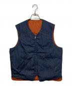 Eddie Bauerエディーバウアー）の古着「リバーシブルデニムダウンベスト」｜インディゴ×オレンジ