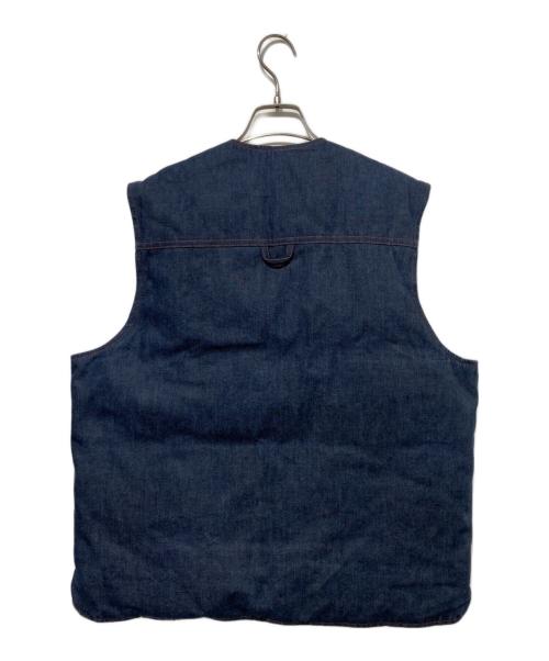 Eddie Bauer（エディーバウアー）Eddie Bauer (エディーバウアー) リバーシブルデニムダウンベスト インディゴ×オレンジ サイズ:Mの古着・服飾アイテム