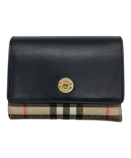 BURBERRY（バーバリー）BURBERRY (バーバリー) コンパクトウォレット ベージュ×ブラックの古着・服飾アイテム