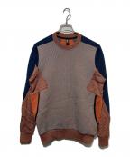 BYBORREバイボレ）の古着「切替ニット」｜オレンジ×ネイビー