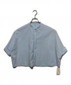 icBアイシービー）の古着「ヴィンテージスパンブロード バンドカラーシャツ」｜スカイブルー