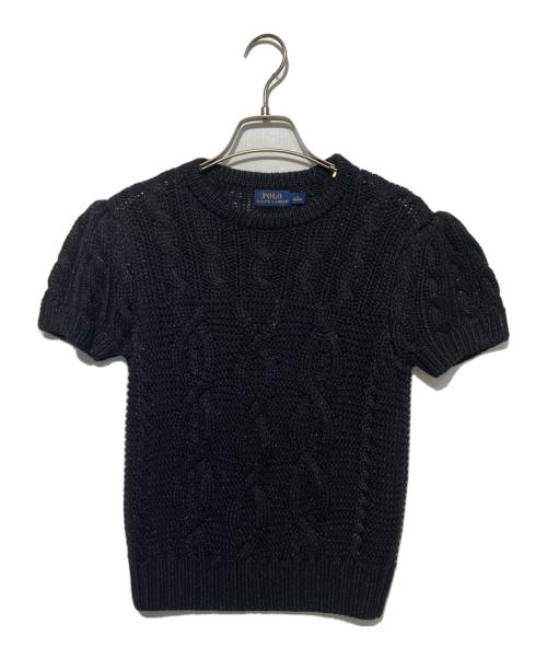 POLO RALPH LAUREN（ポロ・ラルフローレン）POLO RALPH LAUREN (ポロ・ラルフローレン) 半袖ラメケーブルニット ブラック サイズ:Sの古着・服飾アイテム