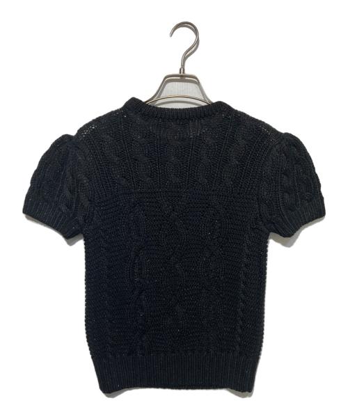 POLO RALPH LAUREN（ポロ・ラルフローレン）POLO RALPH LAUREN (ポロ・ラルフローレン) 半袖ラメケーブルニット ブラック サイズ:Sの古着・服飾アイテム